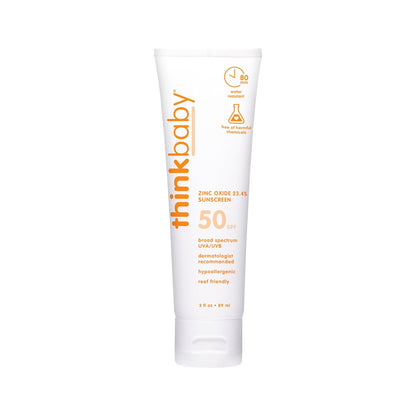 baby SPF 50+ Baby Mineral Sunscreen – Safe, Natural Sunblock for Babies - Water Resistant Sun Cream – Broad Spectrum UVA/UVB Sun Protection – Vegan Baby Sunscreen Lotion, 3 Oz.