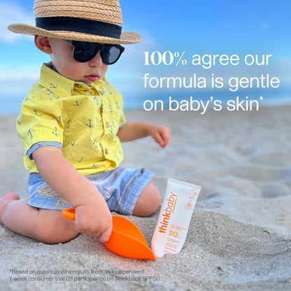 baby SPF 50+ Baby Mineral Sunscreen – Safe, Natural Sunblock for Babies - Water Resistant Sun Cream – Broad Spectrum UVA/UVB Sun Protection – Vegan Baby Sunscreen Lotion, 3 Oz.